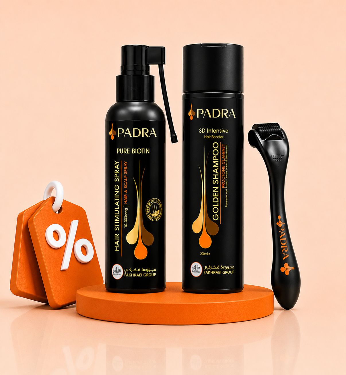 Pure Biotin Spray + Golden Shampoo + Derma Roller Brush