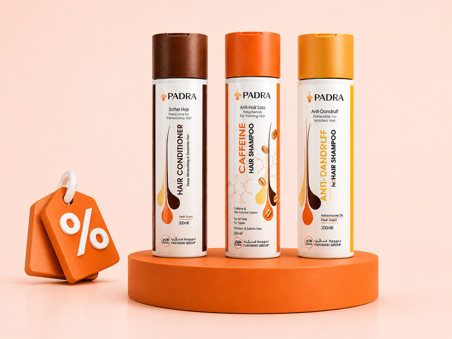 Conditioner + Anti-dandruff shampoo + Caffeine shampoo
