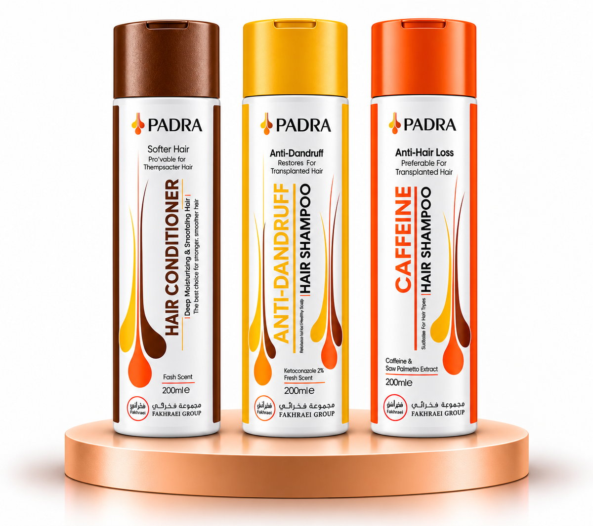 Conditioner + Anti-dandruff shampoo + Caffeine shampoo