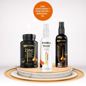 كبسولات الزنك + بخاخ البيوتين النقي + مينوكسيديل % 5